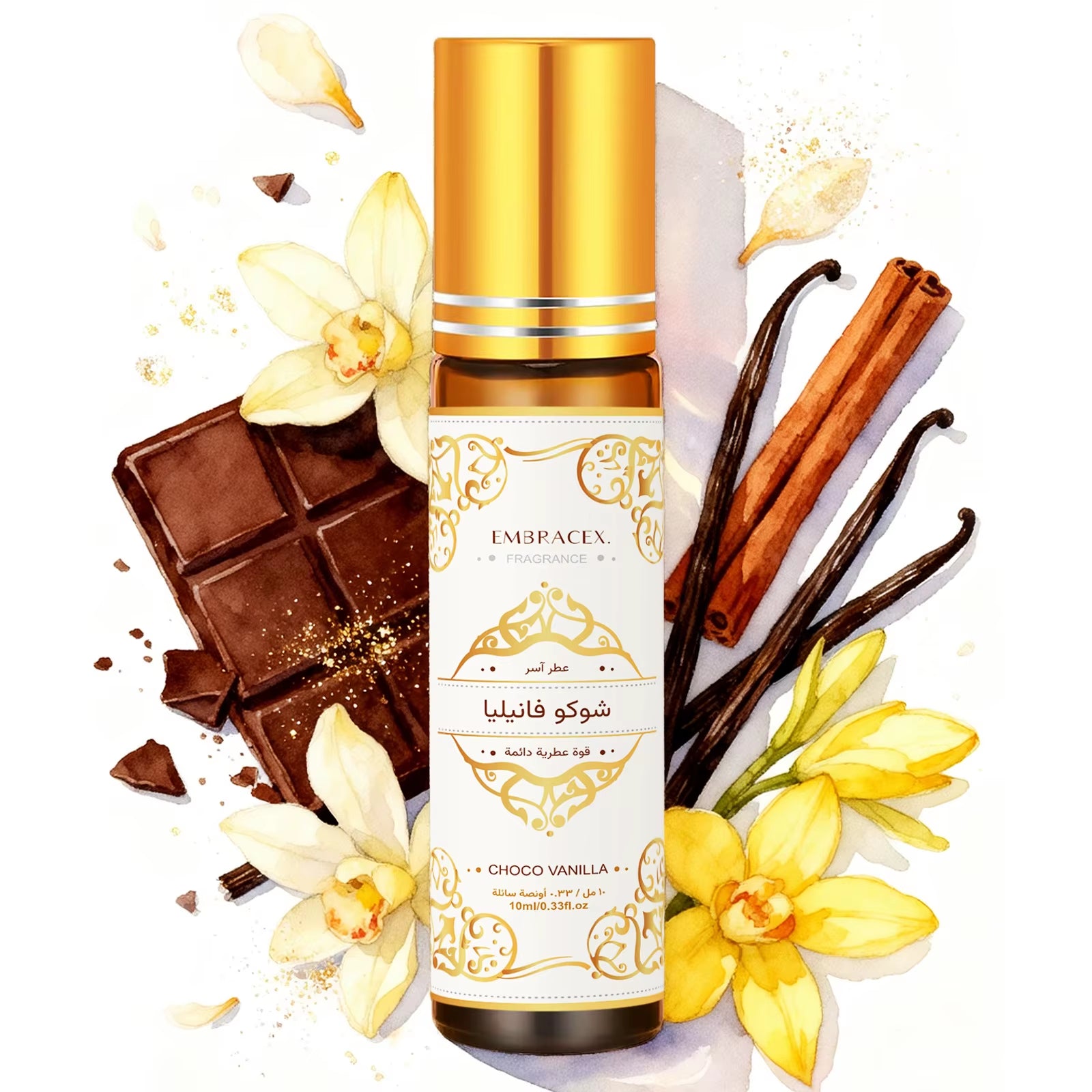 10Ml Choco Vanilla Roller Essential Oil شوكو فانيليا Perfume Oil Skincare Nail Care Eid Al-Fitr Body Massage Long Lasting Scent