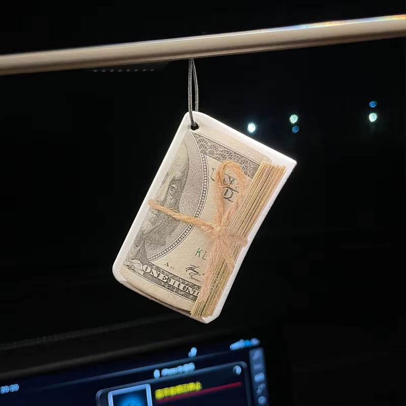 US Dollar Coins Funny and Interesting Car Perfume Aromatherapy Tablets Air Freshener Rearview Mirror Pendant Pendant Cartoon