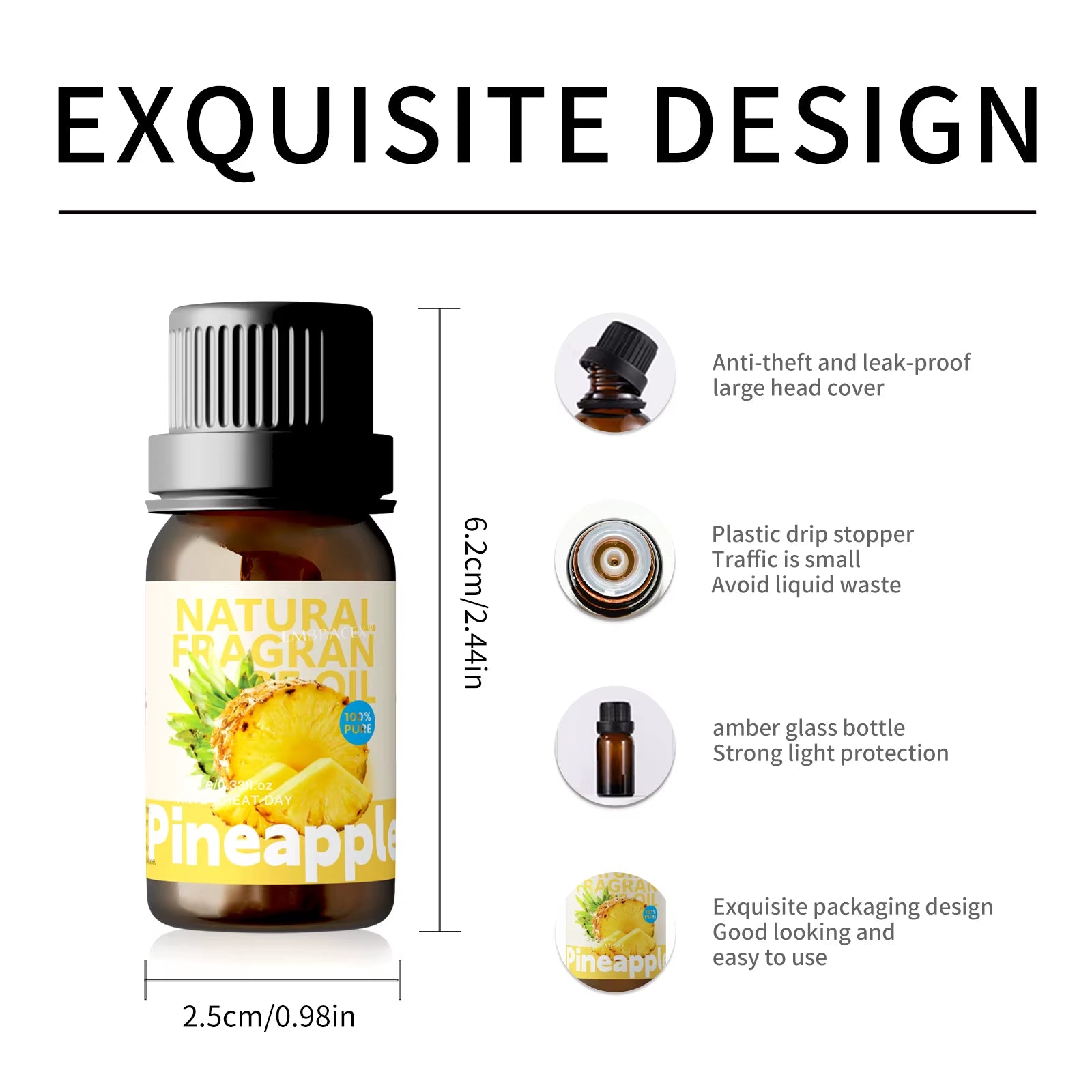 10Ml Pineapple Essential Oils Pineapple Perfume Skin Care Funny Gifts Air-Freshener for Women All Skin Types