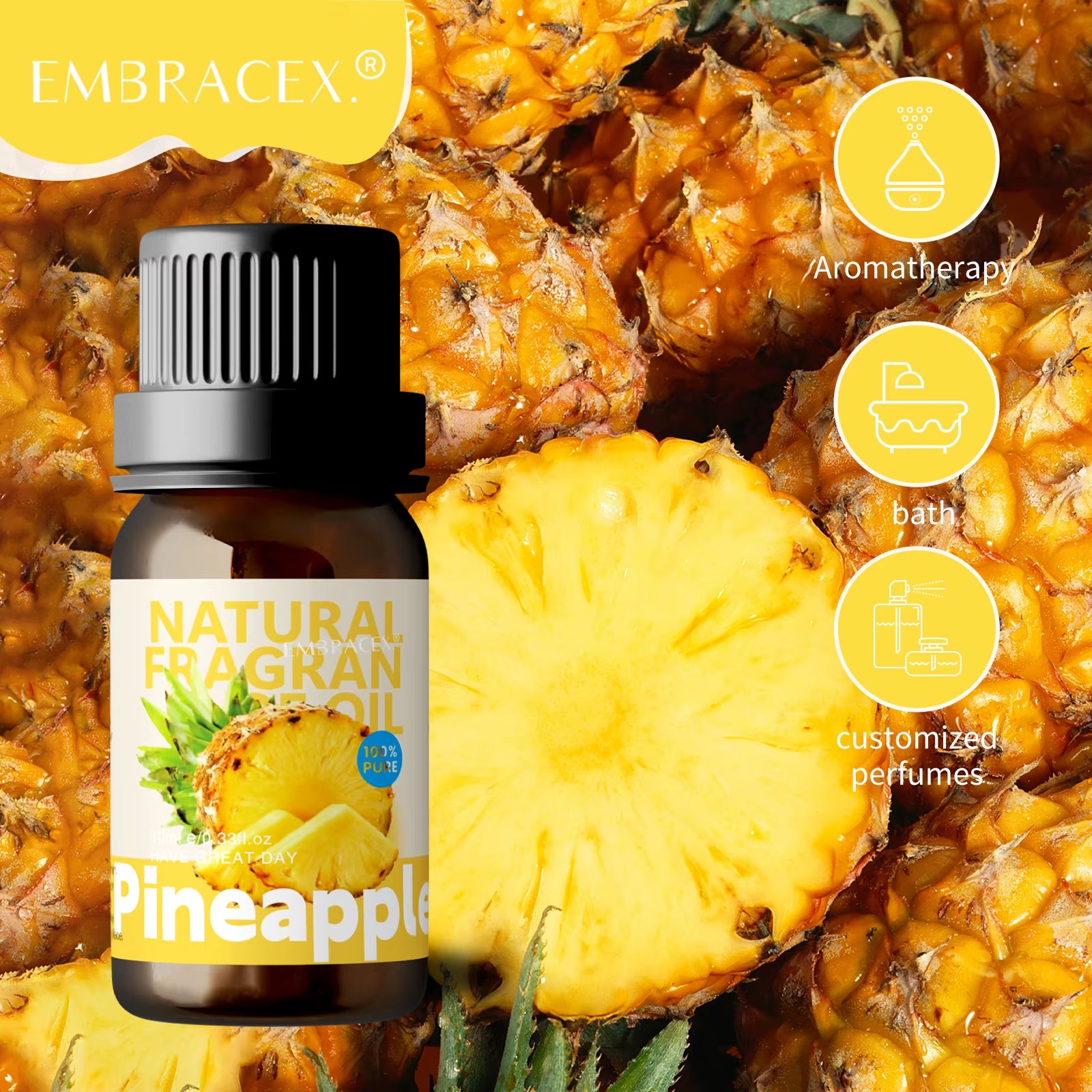10Ml Pineapple Essential Oils Pineapple Perfume Skin Care Funny Gifts Air-Freshener for Women All Skin Types