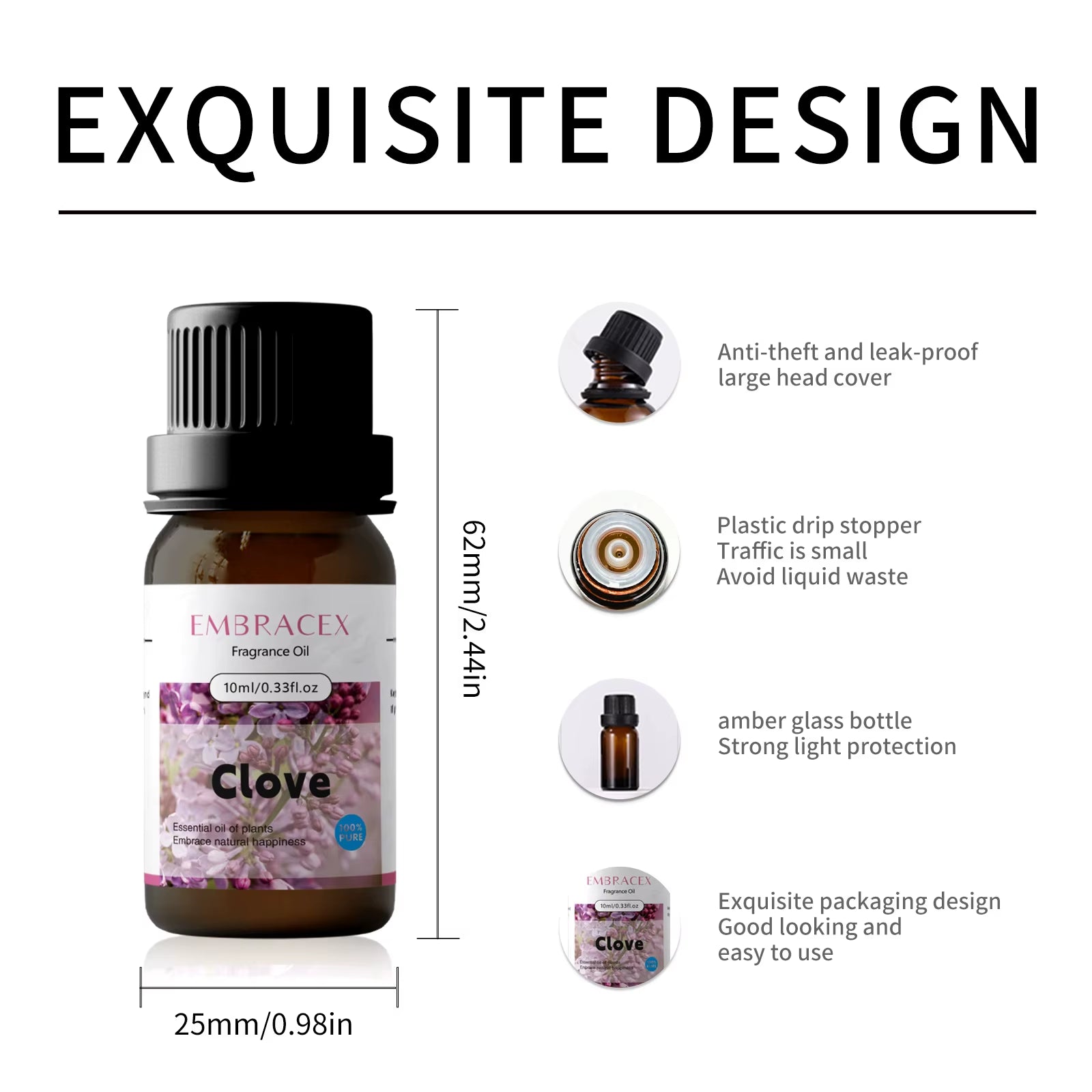 10Ml Clove Essential Oil Clove Oil Rich Scent for Home Fragrance Relaxation & DIY Crafts High-Quality Aromatherapy Essential Oil