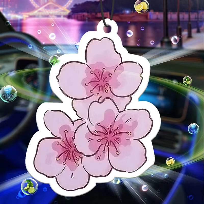 Car Aromatherapy Perfume Air Freshener Japanese Cartoon Anime Rearview Mirror Fragrance Pendant Air Outlet Pink Sakura