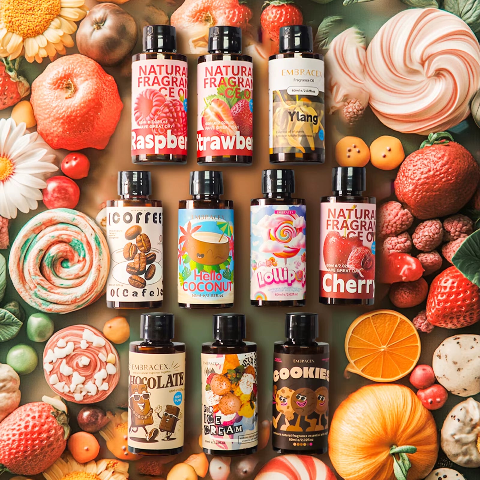11Style 60Ml Essential Oils Send a Dropper Parfum Home Perfume Massage Oil for Diffusers、Candles Making、Car Aromatherapy