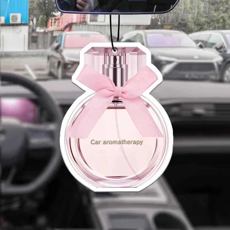 Pink Perfume Bottle Bow Car Incense Car Perfume Perfume Stick Fragrance Pendant Out of the Wind Mouth Bag
