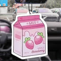 Car Aromatherapy Perfume Air Freshener Japanese Cartoon Anime Rearview Mirror Fragrance Pendant Air Outlet Pink Strawberry Milk