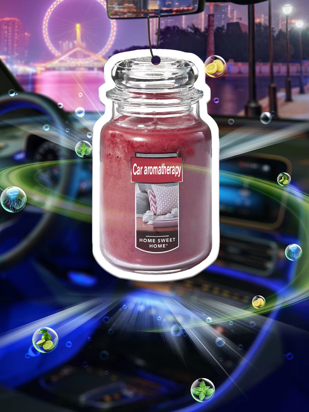 Pink Fragrance Glass Bottle Car-Mounted Aromatherapy Car Perfume Perfume Long-Lasting Fragrance Pendant Out of the Mouth Bag