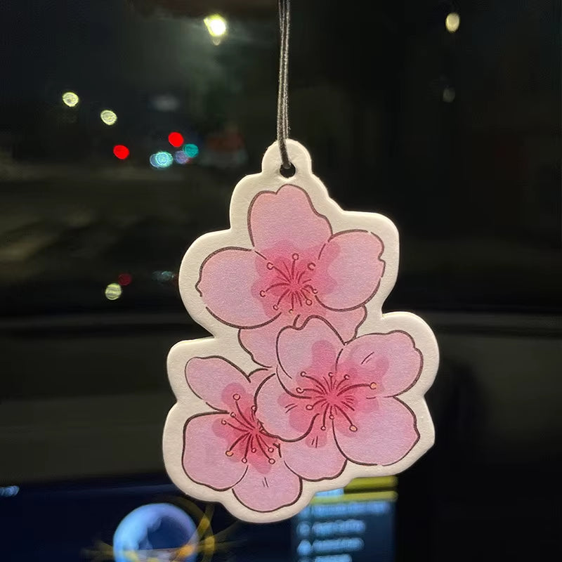 Car Aromatherapy Perfume Air Freshener Japanese Cartoon Anime Rearview Mirror Fragrance Pendant Air Outlet Pink Sakura