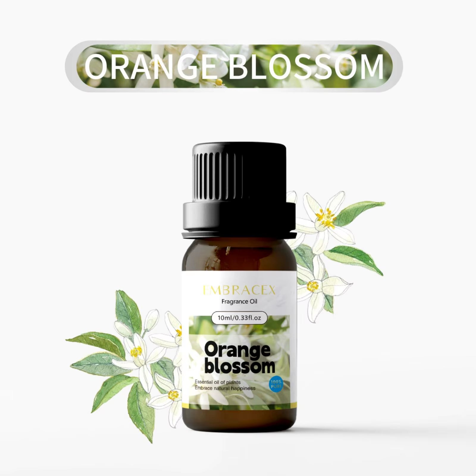 10Ml Orange Blossom Essential Oil Floral-Scent Perfume Essential Oils for Bathing Facial and Body Care Long Lasting Scent Gifts