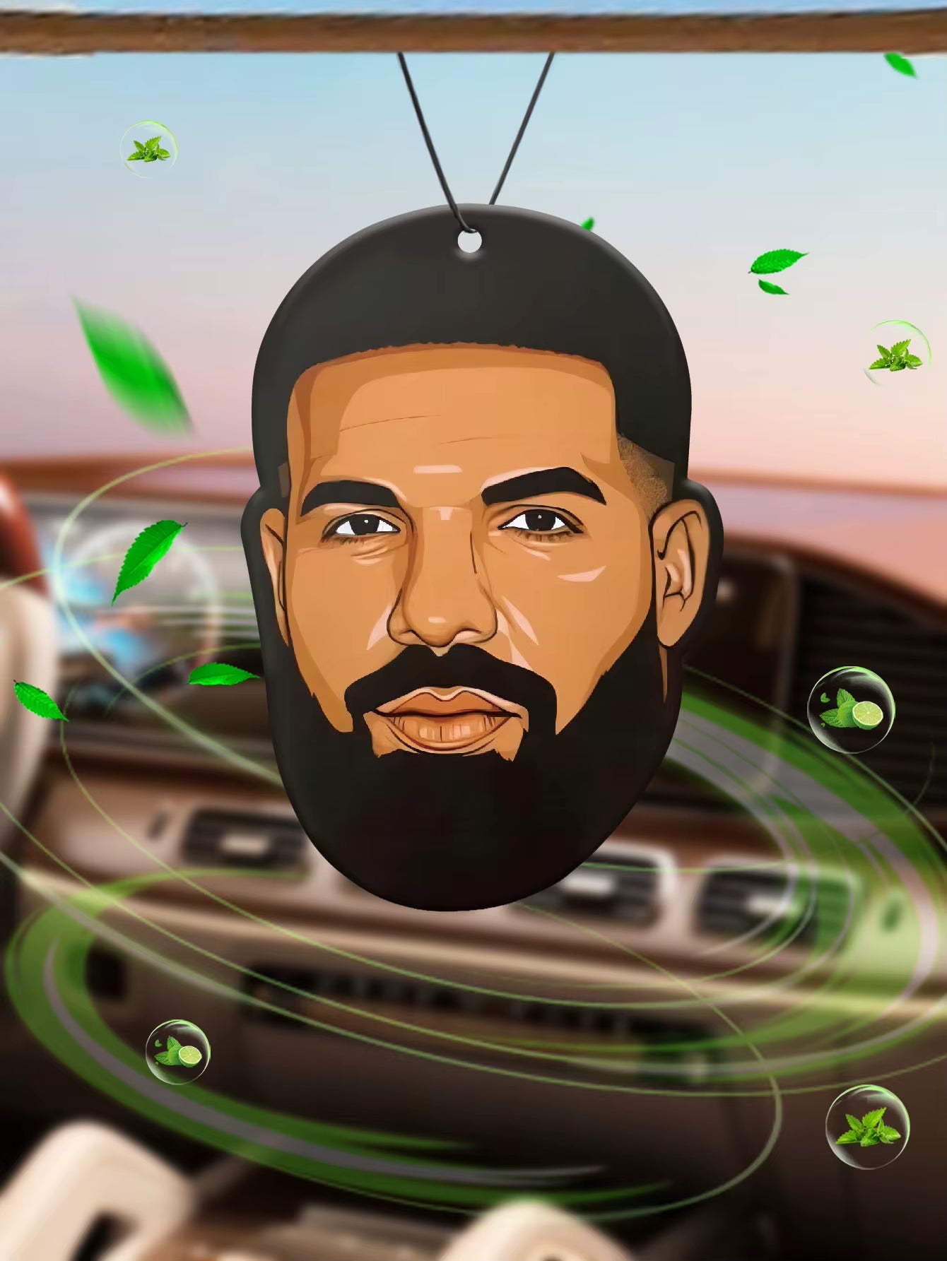 Drake Face Car Air Freshener, Wardrobe Air Freshener, Perfume, Rearview Mirror Decoration, Car Interior Pendant, Natural Fragrance Air Purifier, Anime Cartoon Toilet Sachet, Living Room Office Room Bedside Hanging Ornament