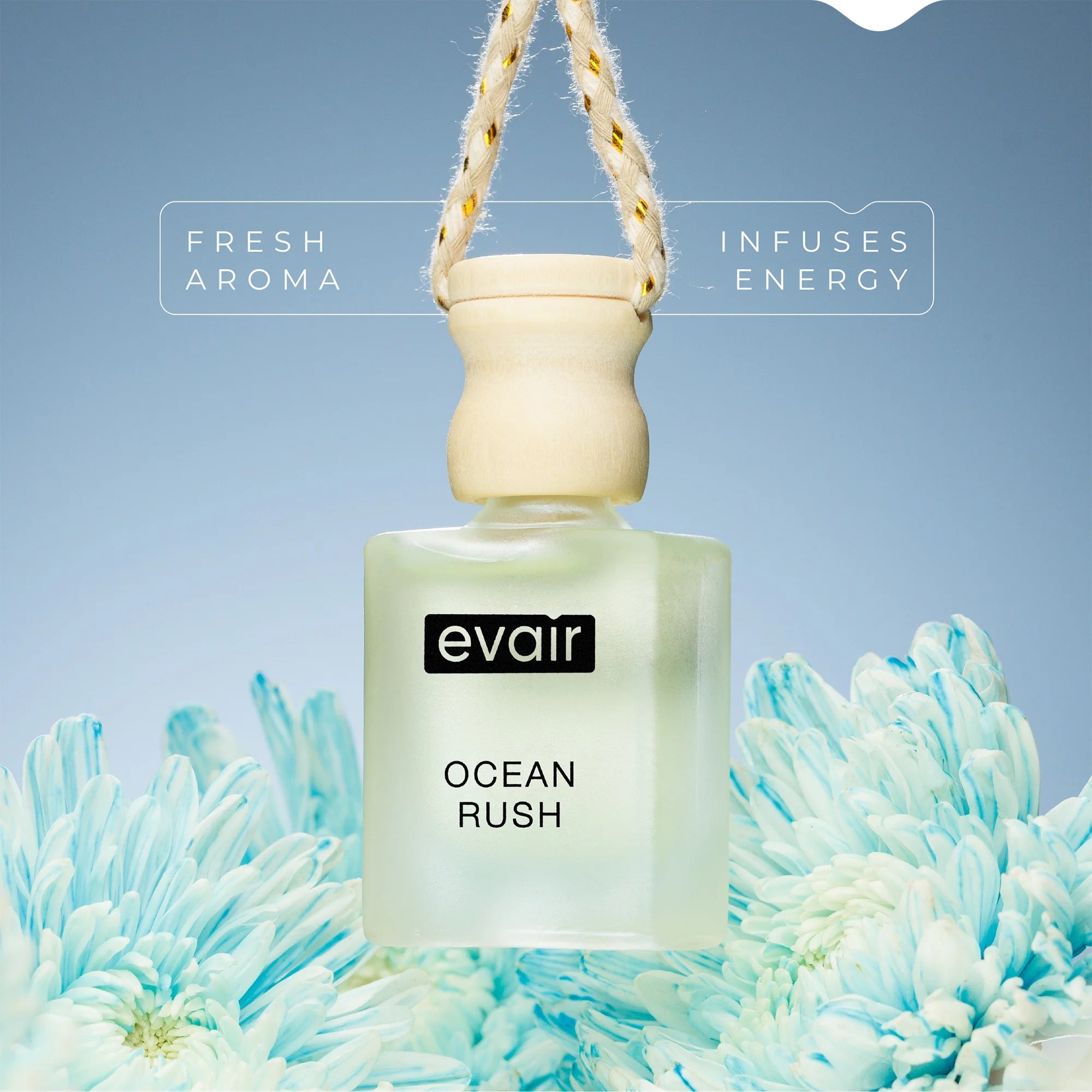 Evair Ocean Rush Car Freshener, Hanging Car Diffuser with Essential Oils, Pack of 1