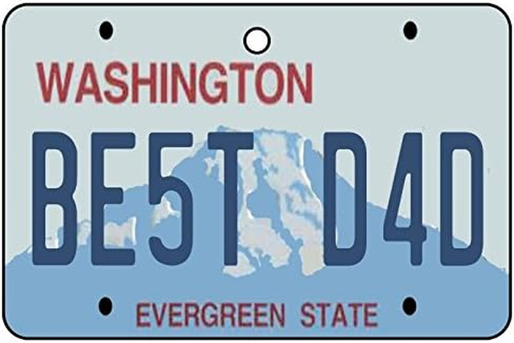 Washington - Best Dad License Plate Car Air Freshener (Fun Birthday/Father'S Day/Xmas Christmas Stocking Filler/Secret Santa/Novelty Scented Gift)