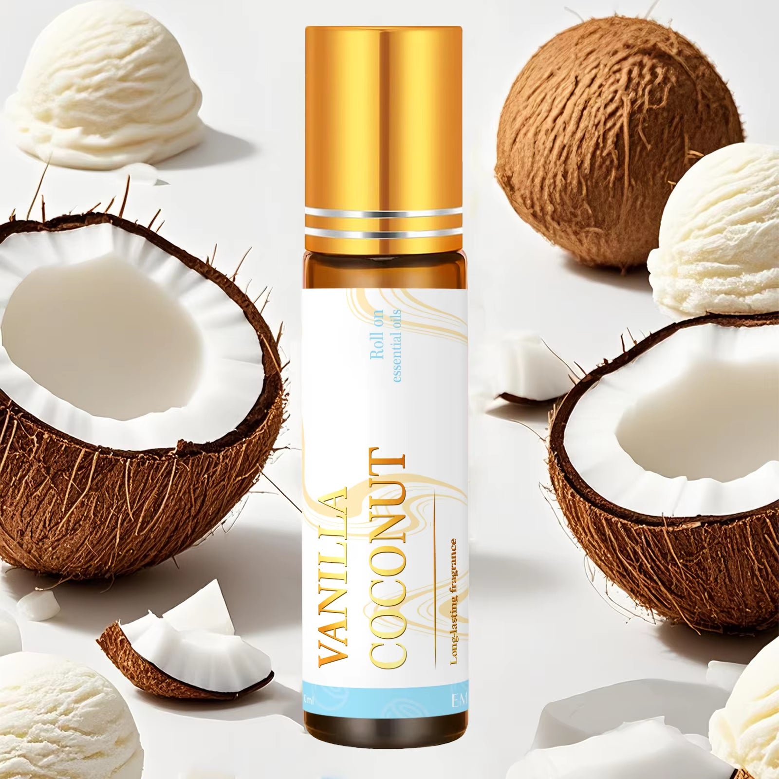 2PC/1PC Vanilla Coconut Cotton Candy Marshmallow Roll-On Essential Oils Natural Aromatherapy for Relaxation, Stress Relief-10Ml