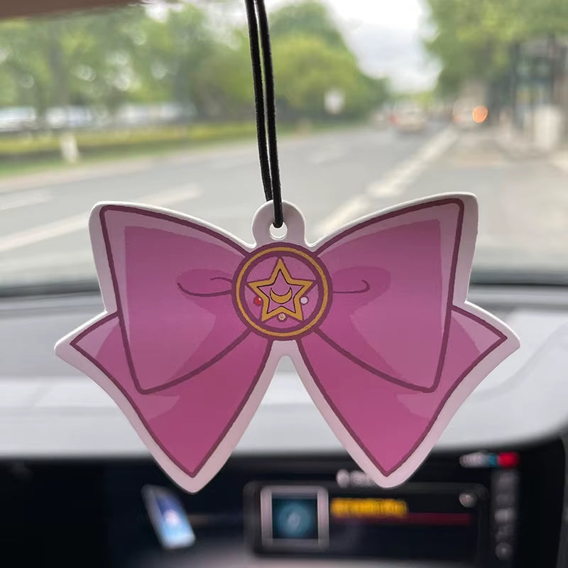 Car Aromatherapy Perfume Air Freshener Japanese Cartoon Animation Rearview Mirror Fragrance Pendant Toilet Air Vent Moon Bow