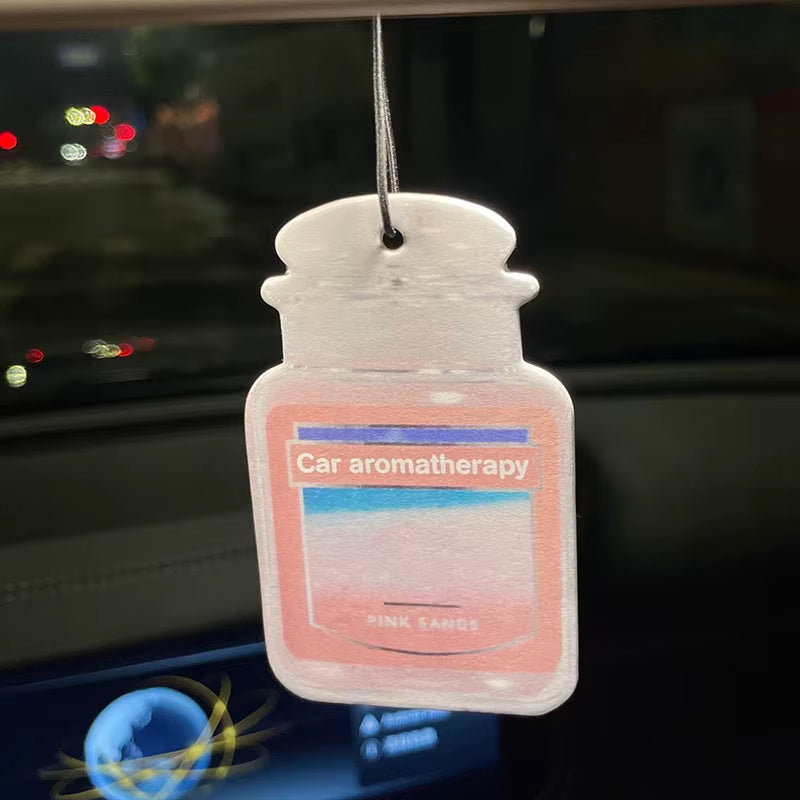 Car Aromatherapy Perfume Air Freshener Japanese Cartoon Animation Rearview Mirror Fragrance Pendant Toilet Air Vent Pink Beach