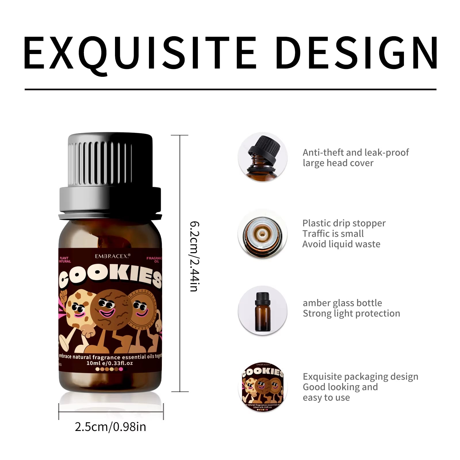 10Ml Cookies Perfume Cookies Fragrance Essential Oils Aromatherapy Gourmand Perfume for Diffusers Candle/Soap Making Skincare