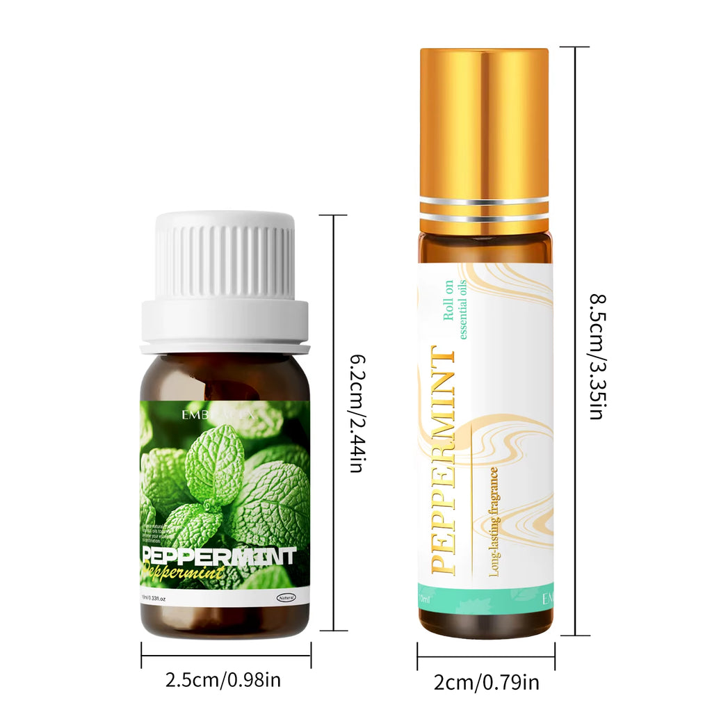 2PC/1PC 10Ml Peppermint Essential Oil Roller Essential Oils Cooling Sensation for Workouts, Study Sessions & Morning Routines