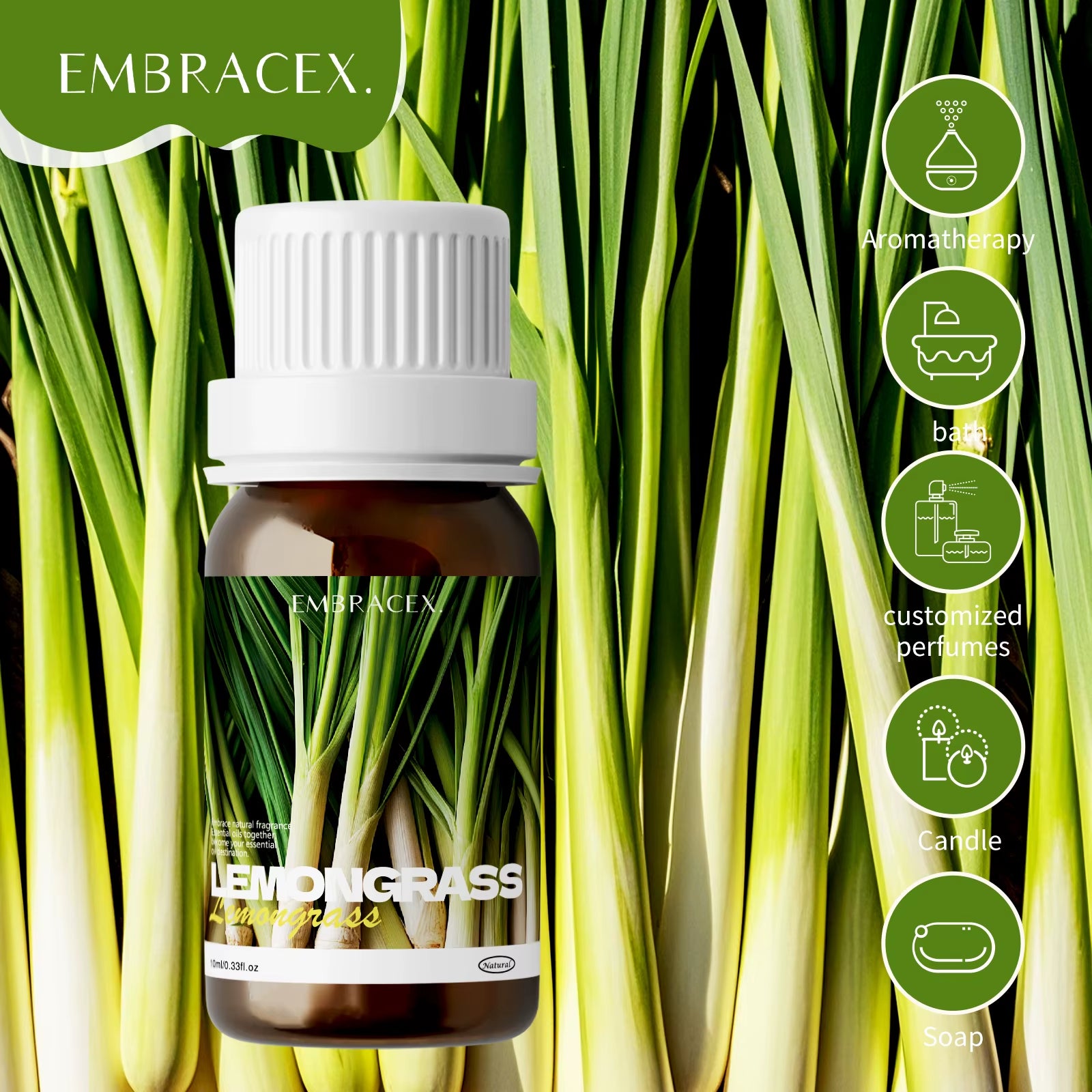 Lemongrass Essential Oils Citronella Massage Oil Aromatherapy Essential Oil Skincare 100% Pure Natural for Diffuser, Skin Care,