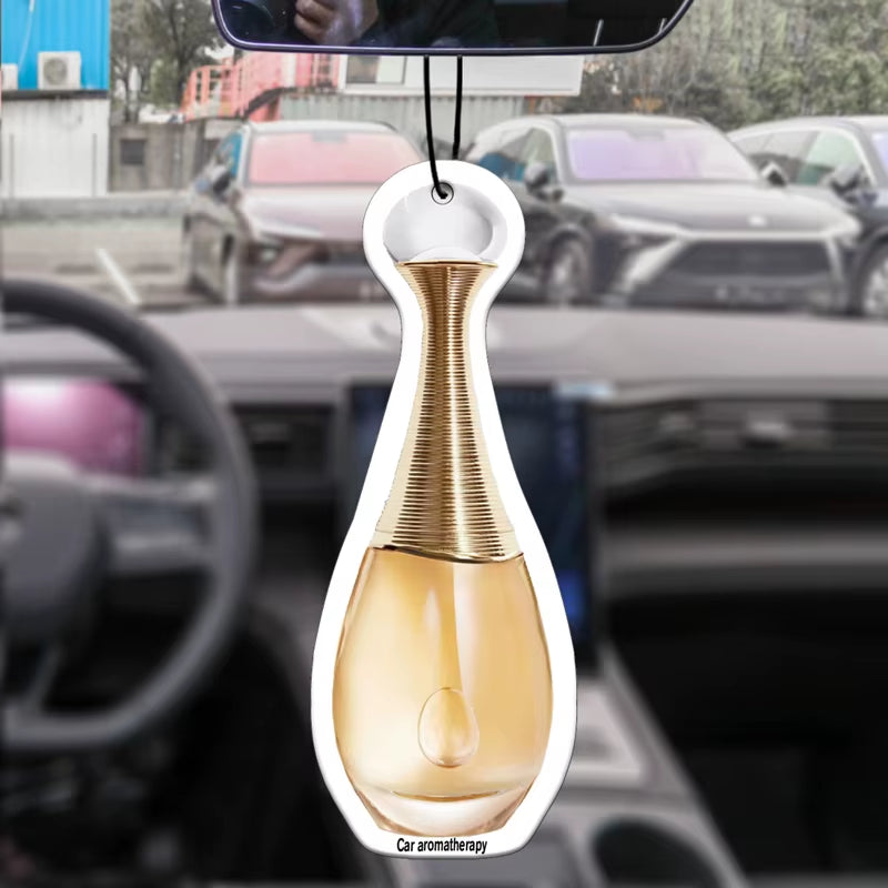 Gilt Perfume Bottle Glass Car Incense Car Perfume Perfume Lasting Stay Pendant Air Outlet Perfume Bag