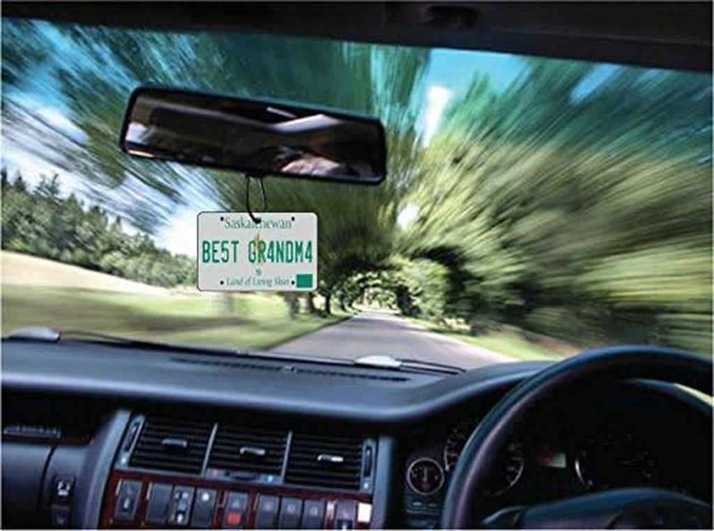 Saskatchewan - Best Grandma License Plate Car Air Freshener (Fun Birthday/Xmas Christmas Stocking Filler/Secret Santa/Novelty Scented Gift)