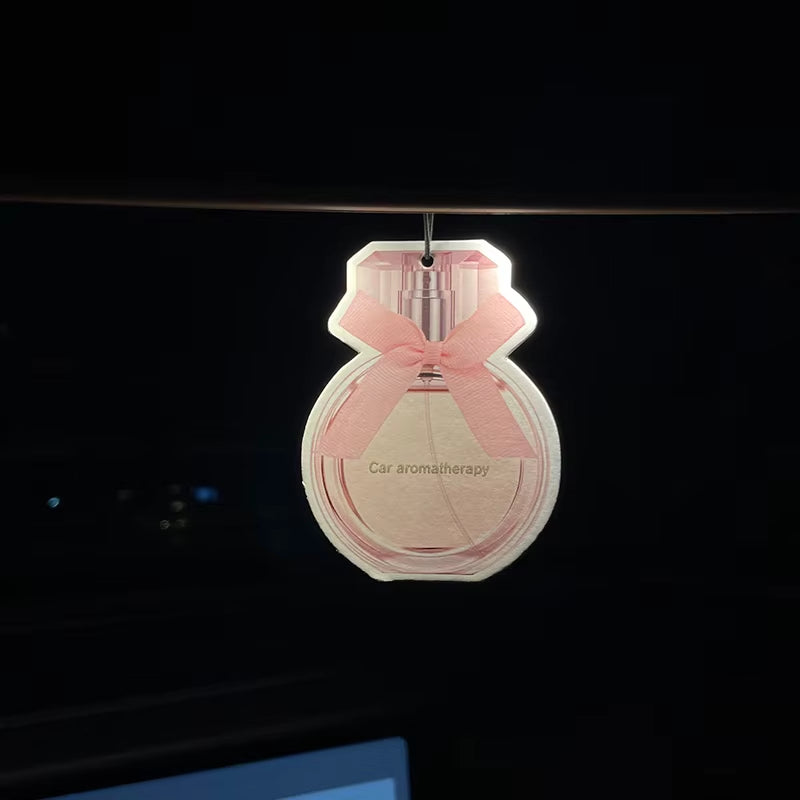 Pink Perfume Bottle Bow Car Incense Car Perfume Perfume Stick Fragrance Pendant Out of the Wind Mouth Bag