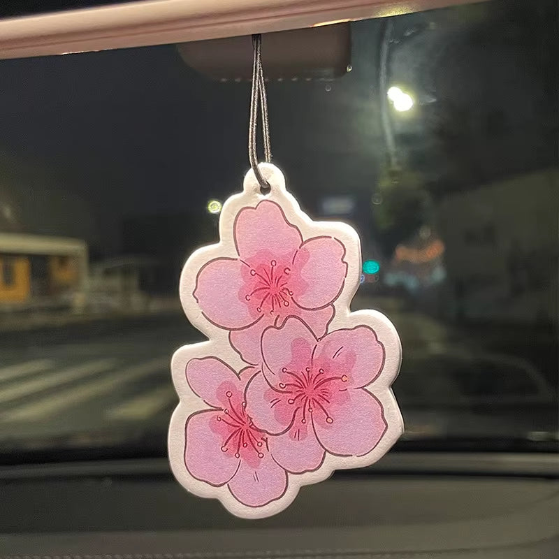 Car Aromatherapy Perfume Air Freshener Japanese Cartoon Anime Rearview Mirror Fragrance Pendant Air Outlet Pink Sakura