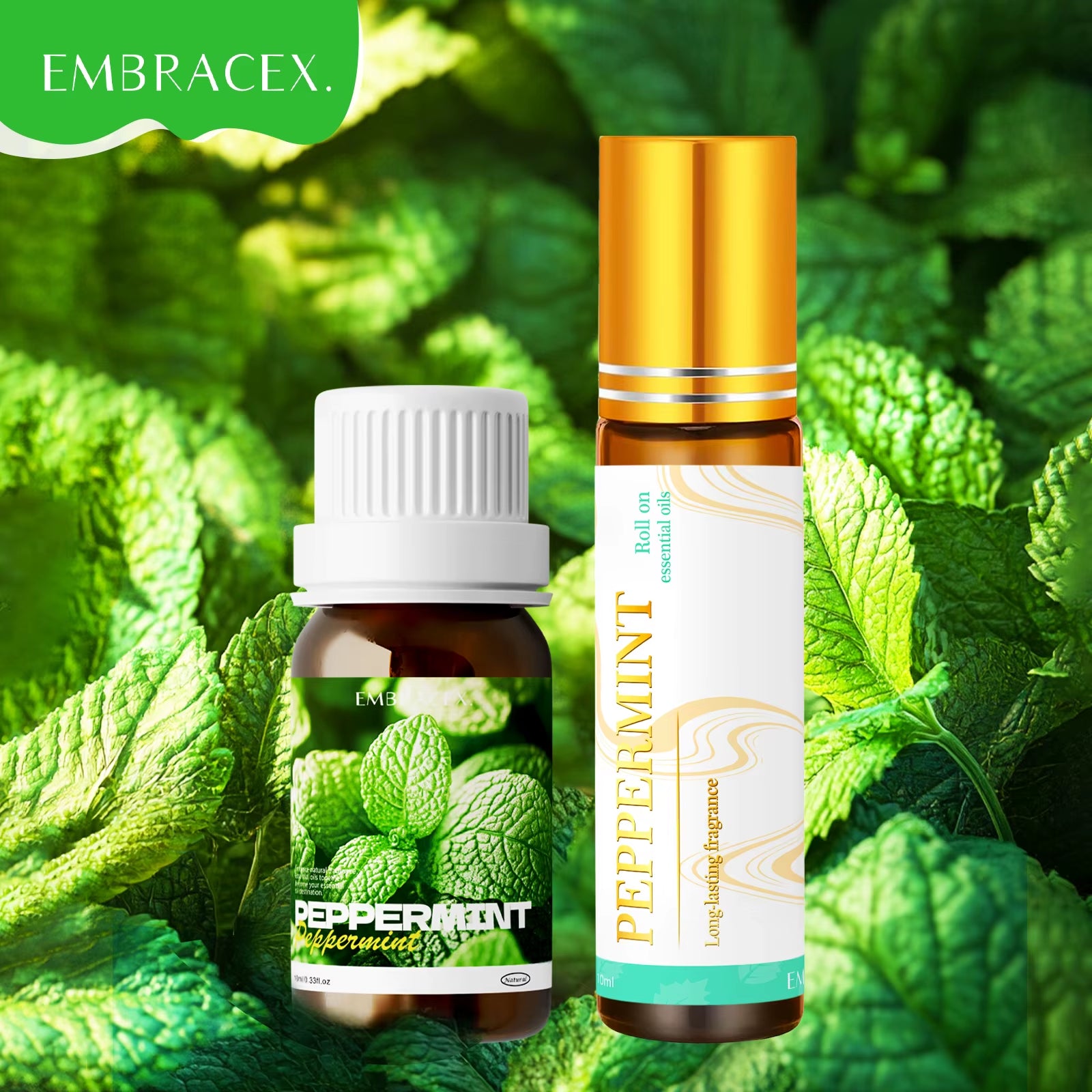 2PC/1PC 10Ml Peppermint Essential Oil Roller Essential Oils Cooling Sensation for Workouts, Study Sessions & Morning Routines