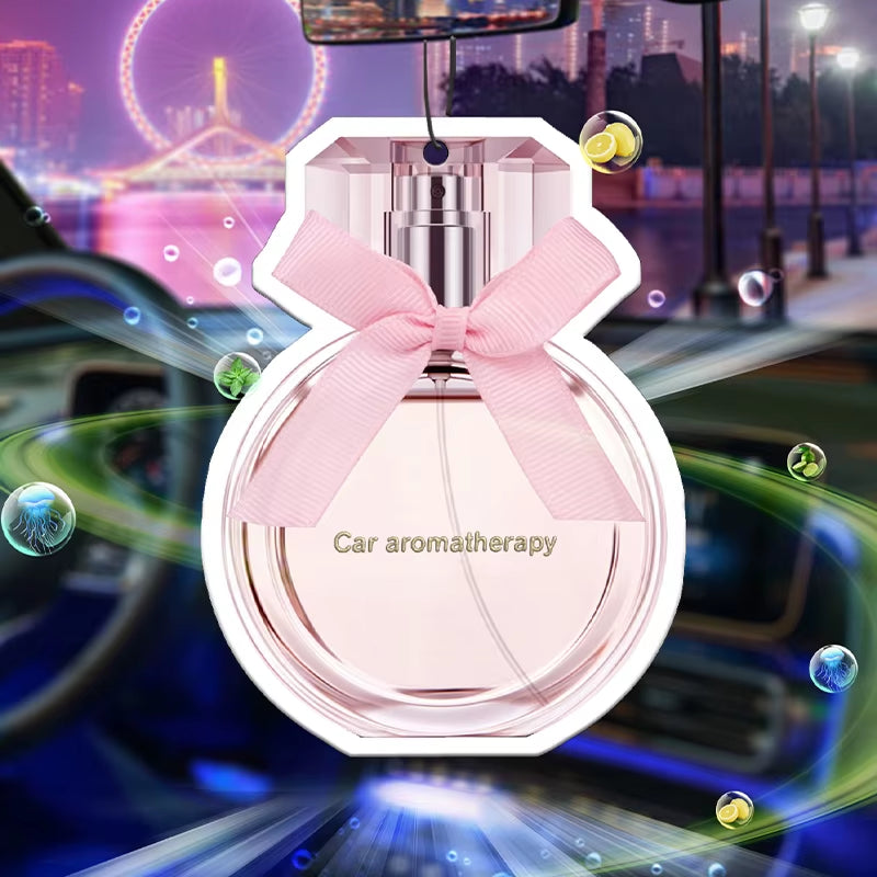 Pink Perfume Bottle Bow Car Incense Car Perfume Perfume Stick Fragrance Pendant Out of the Wind Mouth Bag