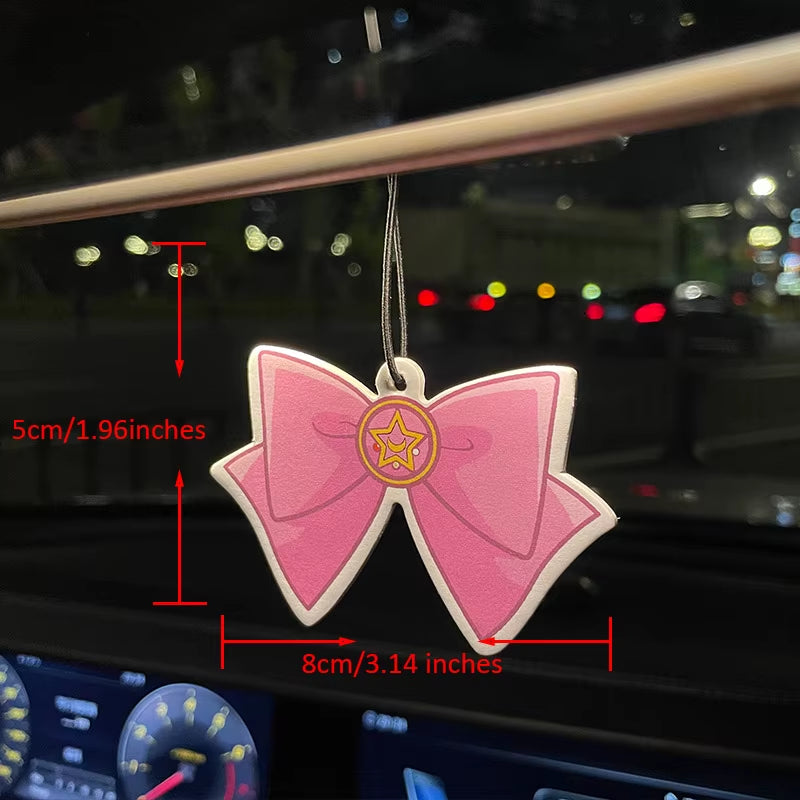 Car Aromatherapy Perfume Air Freshener Japanese Cartoon Animation Rearview Mirror Fragrance Pendant Toilet Air Vent Moon Bow