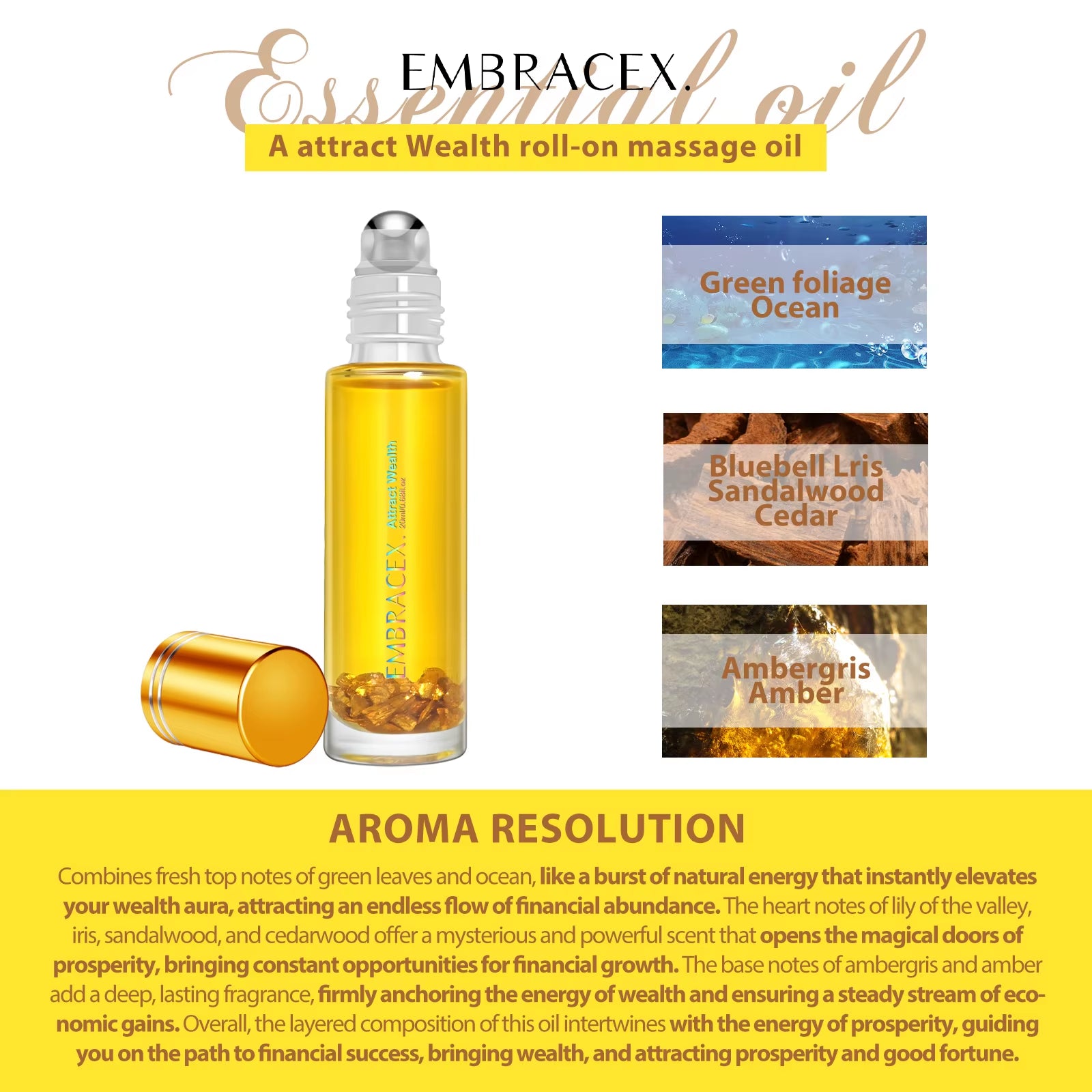 20Ml Attract Wealth Perfume Essential Oil Rollerball Perfume Holiday Gifts Roller Perfume Attract More Money