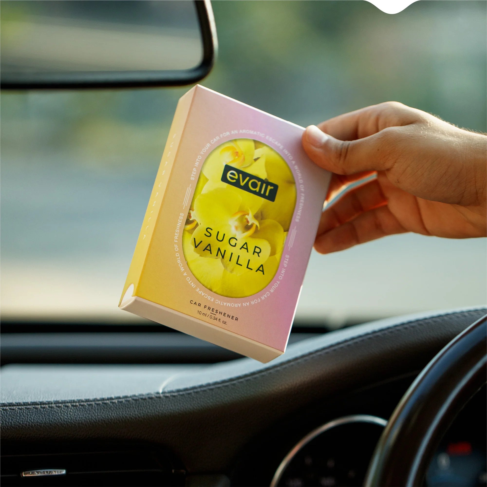 Evair Sugar Vanilla Car Freshener, AUTO Air Freshener with Hanging Diffuser with Essential Oils, Lasts 60 Days, Pack of 1