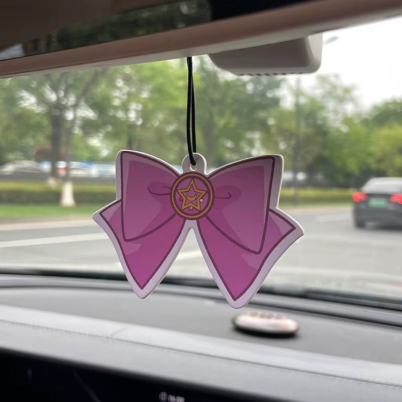 Car Aromatherapy Perfume Air Freshener Japanese Cartoon Animation Rearview Mirror Fragrance Pendant Toilet Air Vent Moon Bow