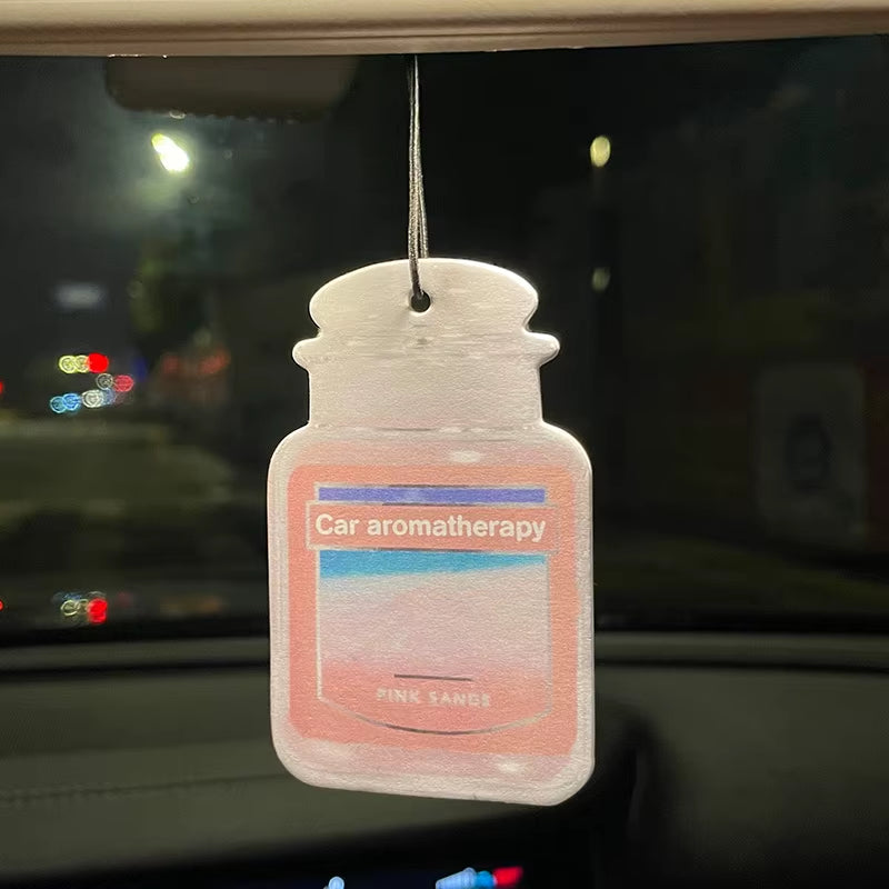 Car Aromatherapy Perfume Air Freshener Japanese Cartoon Animation Rearview Mirror Fragrance Pendant Toilet Air Vent Pink Beach