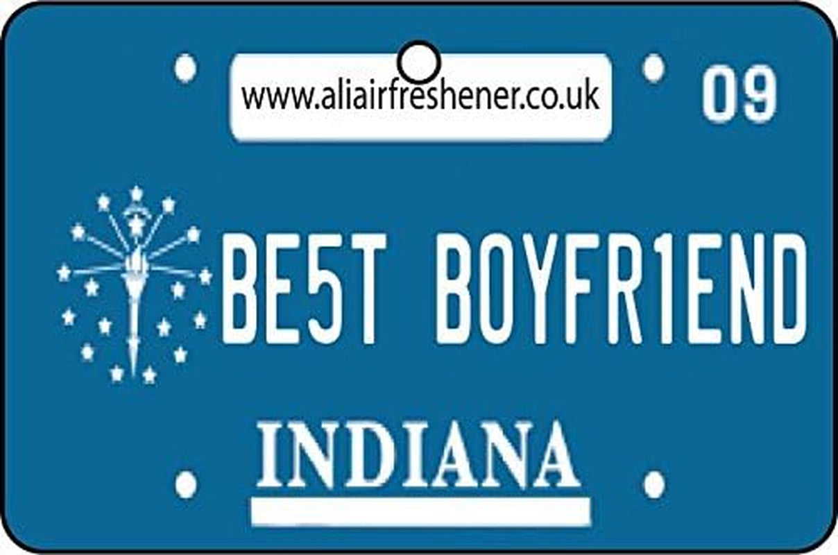 Indiana - Best Boyfriend License Plate Car Air Freshener (Fun Birthday/Valentine'S Day/Xmas Christmas Stocking Filler/Secret Santa/Novelty Scented Gift)