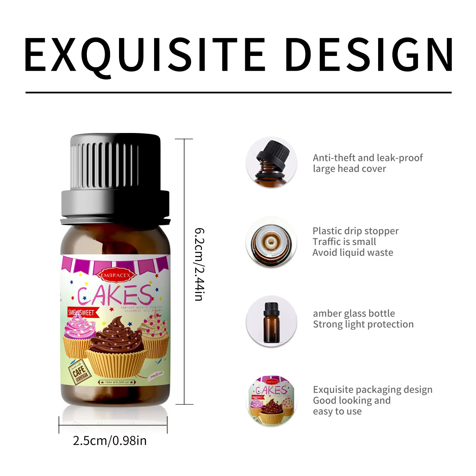 10Ml Cake Perfume Cake Fragrance Essential Oils for Humidifiers Diffusers Candle/Soap Making Skincare Gift Giving