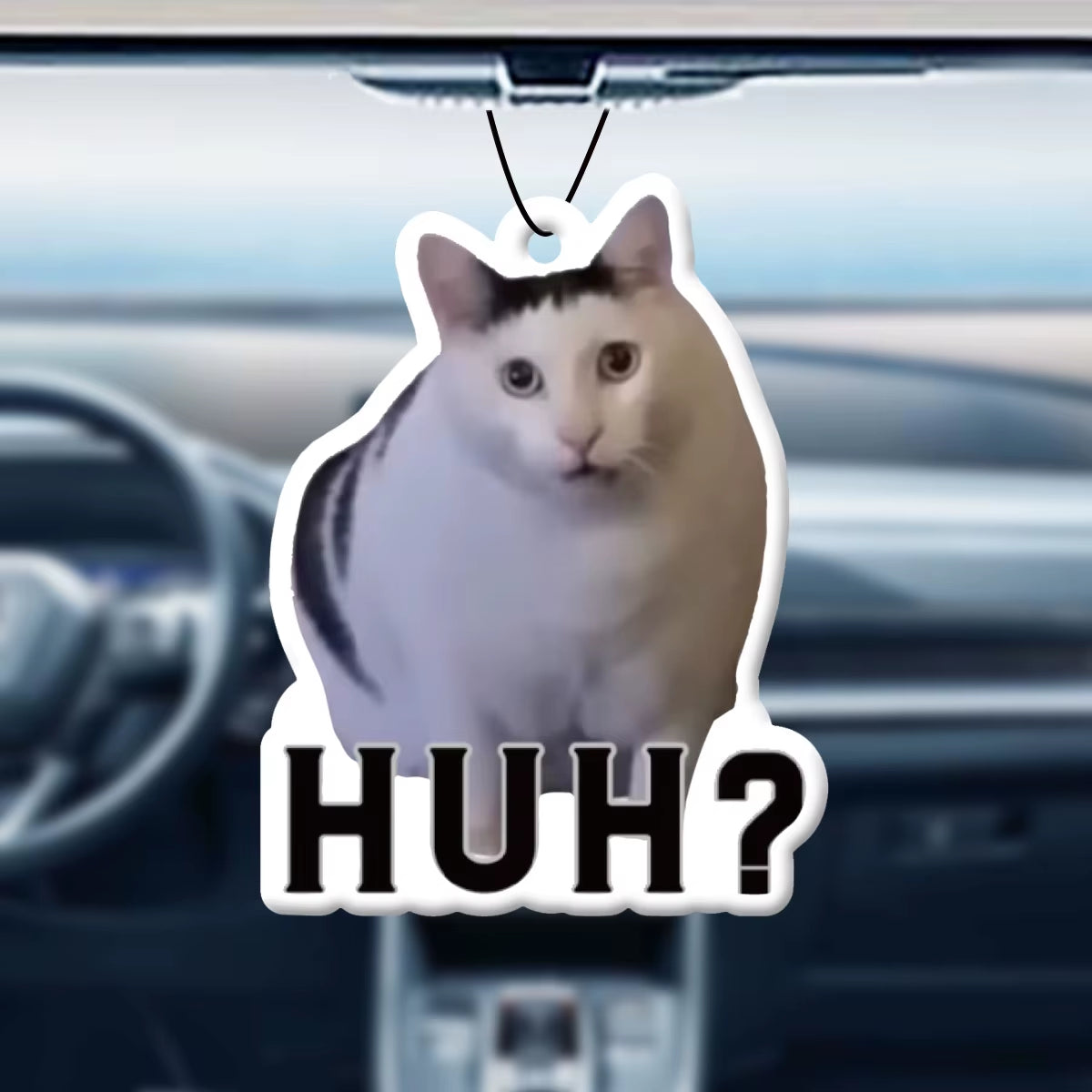 Huh? Cute White Cat Emoji Car Air Freshener, Wardrobe Air Freshener, Perfume, Rearview Mirror Decoration, Car Accessories Interior Pendant, Natural Fragrance to Purify the Air, Anime Cartoon Toilet Sachet, Living Room Office Room Bedside Hanging Ornament