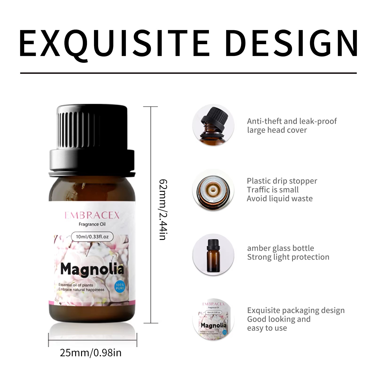 10Ml Magnolia Essential Oil Magnolia Perfume Essential Oils Skincare Candle Natural Flavors Air Freshen Long Lasting Scent Gifts