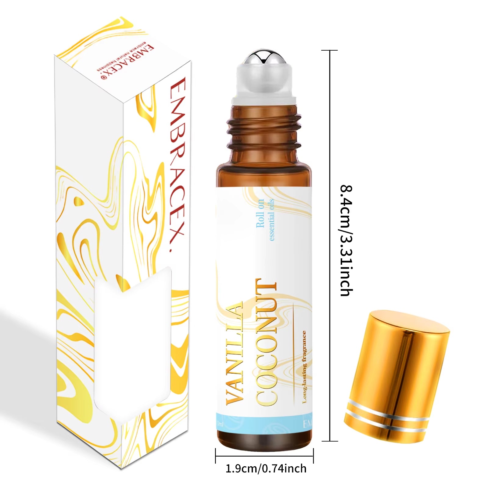 2PC/1PC Vanilla Coconut Cotton Candy Marshmallow Roll-On Essential Oils Natural Aromatherapy for Relaxation, Stress Relief-10Ml