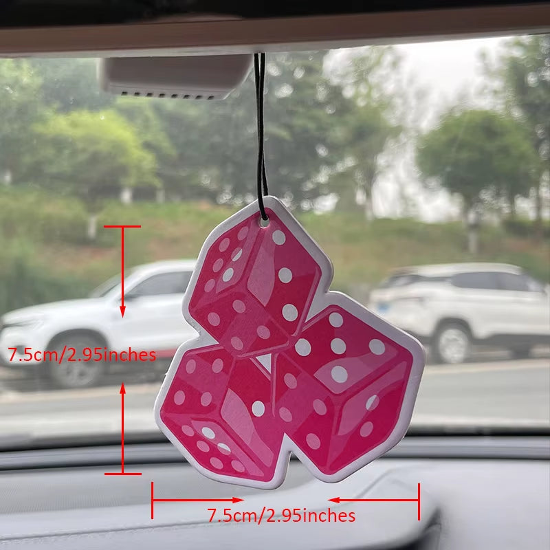 Car Aromatherapy Perfume Air Freshener Japanese Cartoon Animation Rearview Mirror Fragrance Pendant Toilet Air Vent Pink Dice