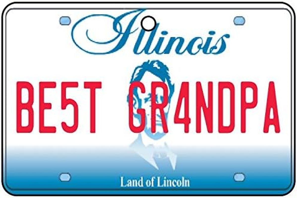 Illinois - Best Grandpa License Plate Car Air Freshener (Fun Birthday/Father'S Day/Xmas Christmas Stocking Filler/Secret Santa/Novelty Scented Gift)