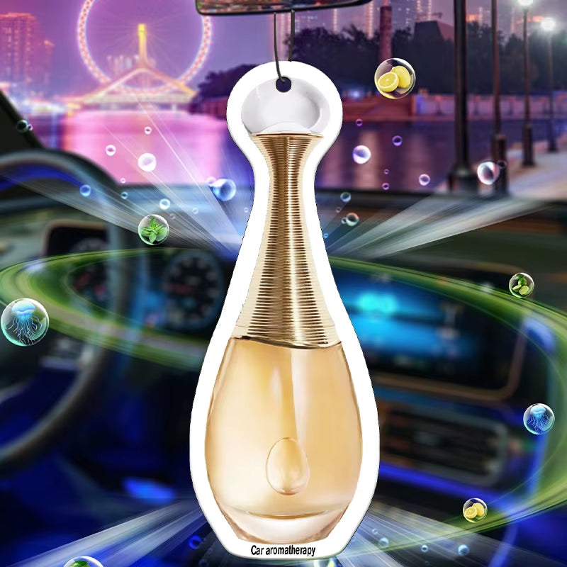 Gilt Perfume Bottle Glass Car Incense Car Perfume Perfume Lasting Stay Pendant Air Outlet Perfume Bag