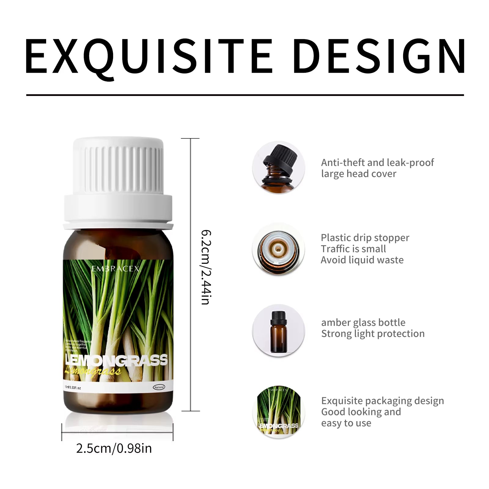 Lemongrass Essential Oils Citronella Massage Oil Aromatherapy Essential Oil Skincare 100% Pure Natural for Diffuser, Skin Care,