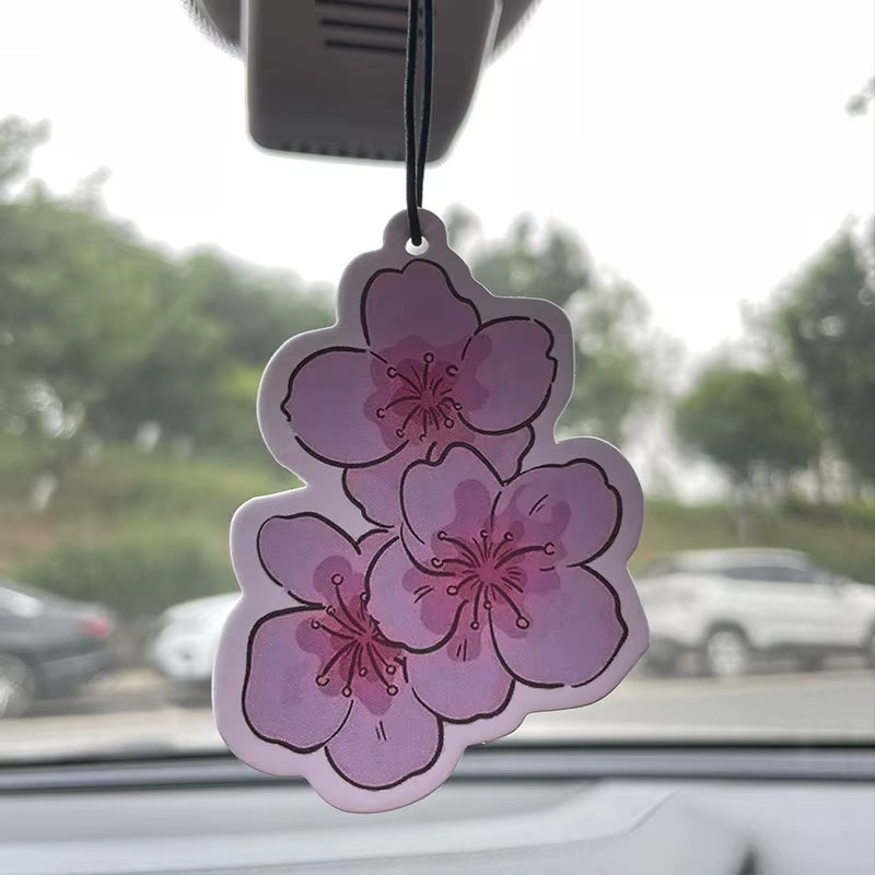 Car Aromatherapy Perfume Air Freshener Japanese Cartoon Anime Rearview Mirror Fragrance Pendant Air Outlet Pink Sakura