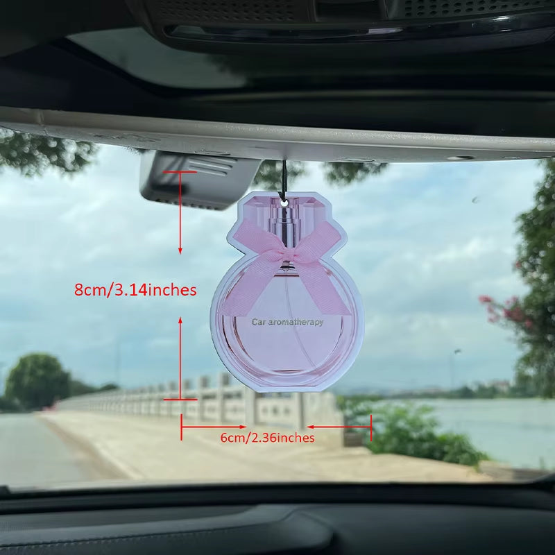 Pink Perfume Bottle Bow Car Incense Car Perfume Perfume Stick Fragrance Pendant Out of the Wind Mouth Bag