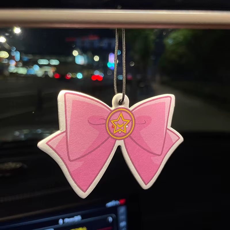 Car Aromatherapy Perfume Air Freshener Japanese Cartoon Animation Rearview Mirror Fragrance Pendant Toilet Air Vent Moon Bow