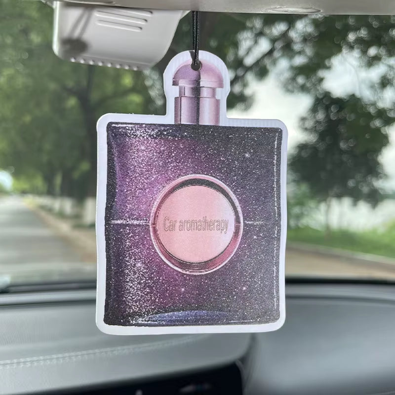 Purple Perfume Bottle Glass Car-Mounted Aromatherapy Car Perfume Perfume Long-Lasting Fragrance Pendant Piece Out of the Mouth F